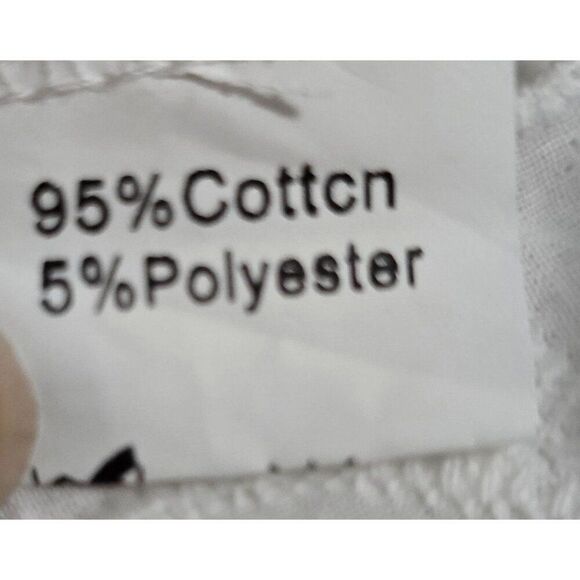 White Embroidered Eyelet Button-Front Midi Dress 3/4 Sleeves Mandarin Collar - Picture 8 of 10